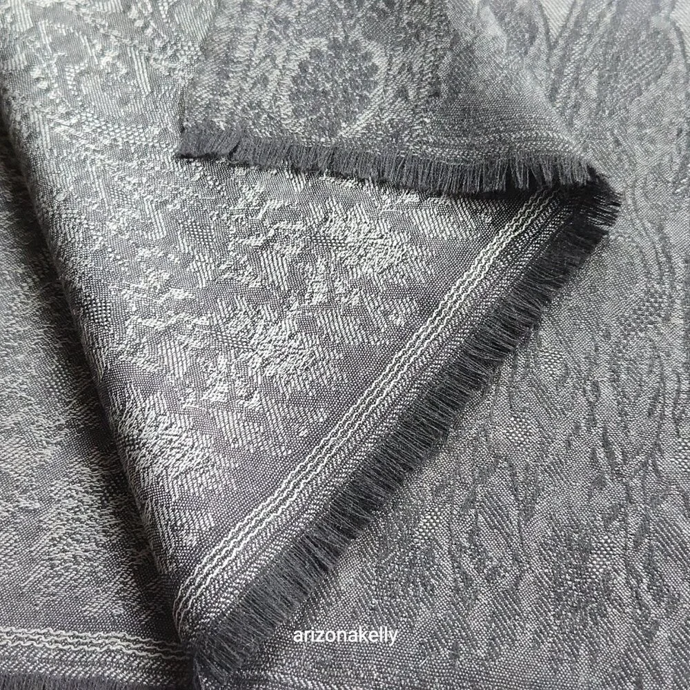 Talbots Wool Scarf Wrap Jacquard Lightweight Black & Grey - Picture 11 of 12